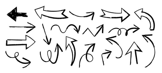 Arrows Hand Drawn Set vector collection, Grunge arrow brush drawn, doodle symbols decorative element design, simple arrows.on a white background vector illustration
