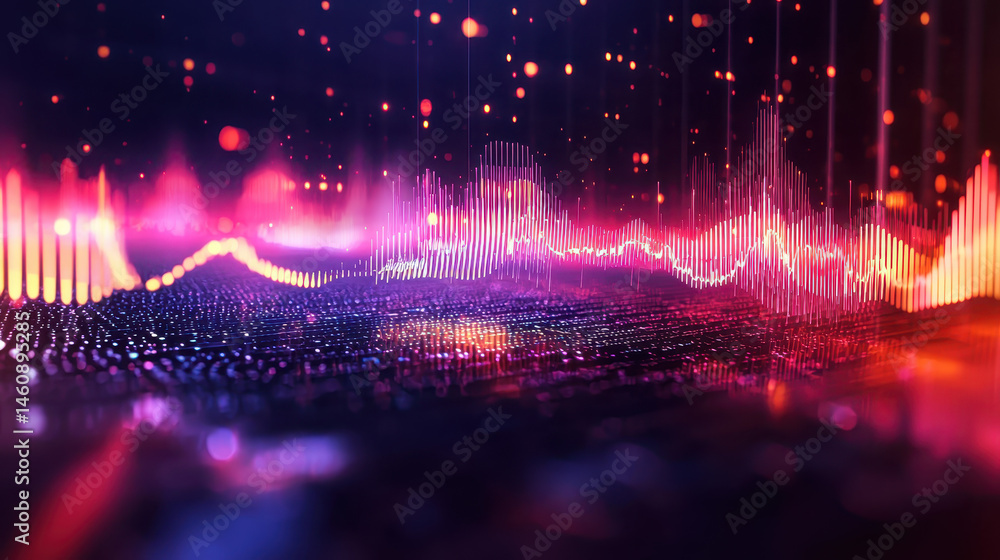 Poster a vibrant 3d background showcases an abstract waveform monitor with realistic depth in 4k resolution