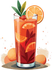 Fresh summer refreshment: a cold glass of orange juice, a glass of lemonade, and a lemon cocktail with ice
