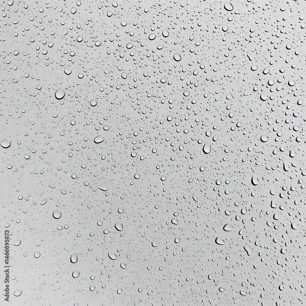 Poster raindrops cling to glass surface in a close up shot creating an abstract pattern of water droplets o