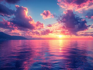 Vibrant sunset over calm ocean