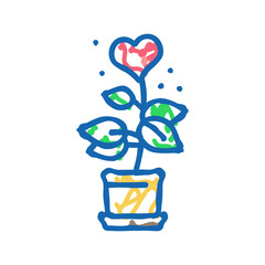 plant heart grow icon doodle illustration