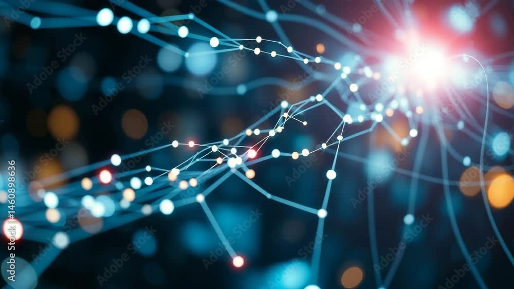 Poster digital data network connections in high speed internet technology 4k