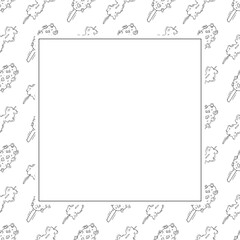 Food frame. doodle fast food square frame. hand drawn food and beverage frame background. food background