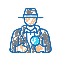 detective search magnifying glass icon doodle illustration
