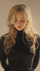 Naklejka premium Portrait of a woman with long blonde hair.