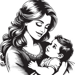 Elegant Black & White Mother’s Day Vector Design | Minimalist Line Art Illustration