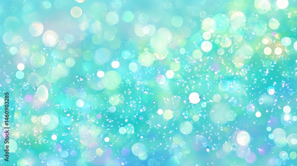 Poster abstract turquoise bokeh background with sparkling lights and glittering dust festive holiday backdr