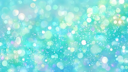 Obraz premium Abstract Turquoise Bokeh Background with Sparkling Lights and Glittering Dust Festive Holiday Backdrop for Graphic Design