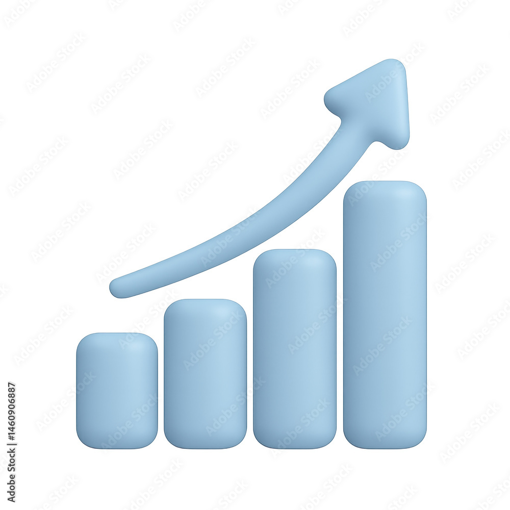 Poster progress in charts: a visual representation of growth and development, an upward-pointing arrow alon