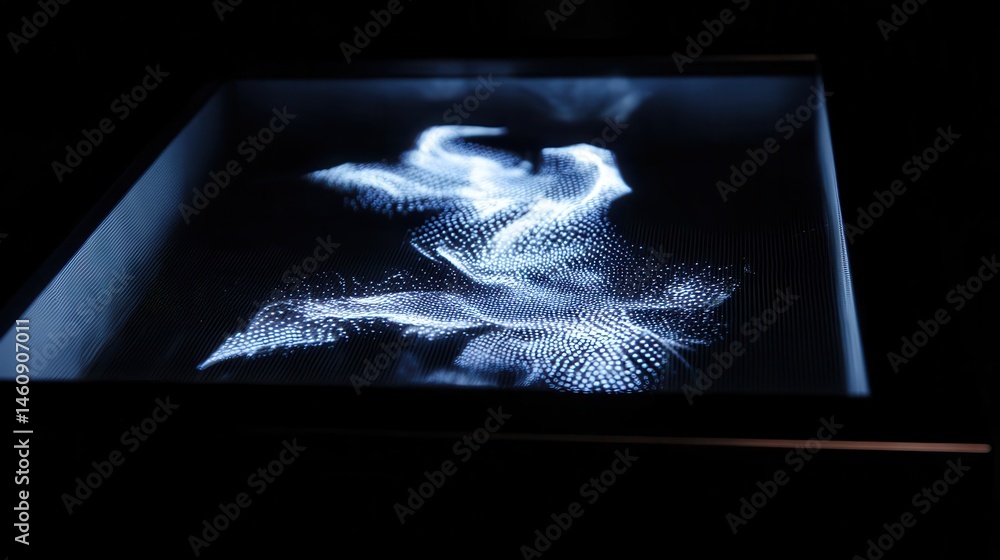 Poster abstract digital display with light patterns.