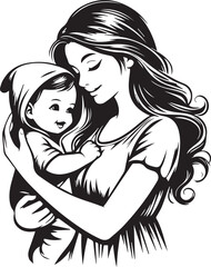 Elegant Black & White Mother’s Day Vector Design | Minimalist Line Art Illustration