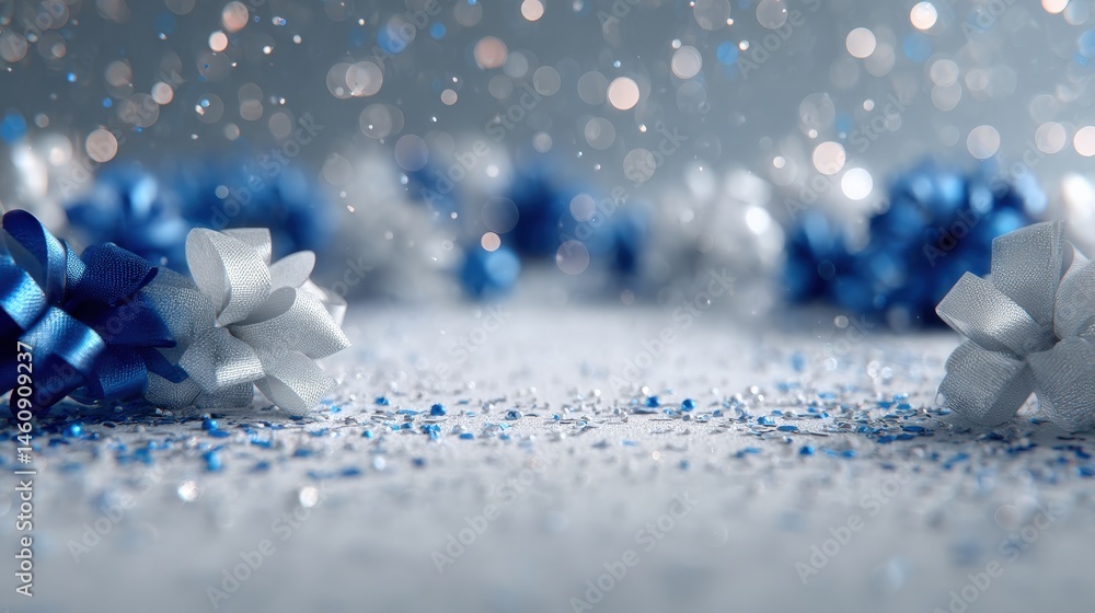 Poster festive ribbon backdrop: the captivating image showcases elegant bows amidst a captivating backgroun