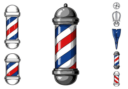 Barber pole rotating against a white background.