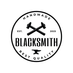 vintage blacksmith logo vector illustration badge design