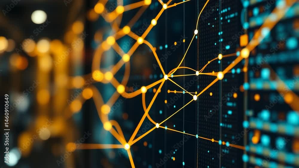 Poster digital data network connections in high speed internet technology 4k
