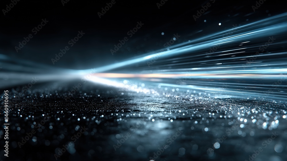 Poster abstract cybernetic highway: a mesmerizing display of light trails, mimicking the sleek velocity of 