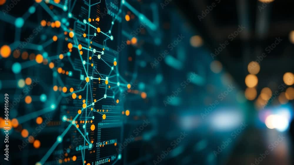Poster digital data network connections in high speed internet technology 4k