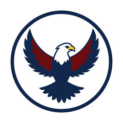 Obraz premium American bald eagle symbol within a blue circle suitable for patriotic branding purposes