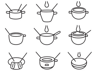 Unique Fondue Food Line Art for Stock Vector Illustration