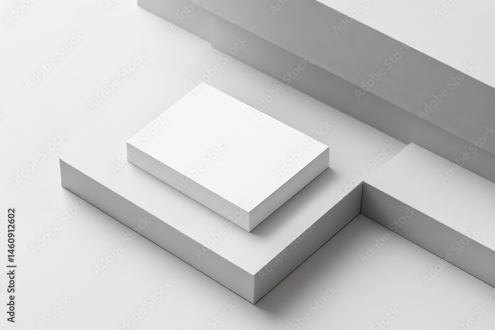 Poster minimalist white business card mockup on geometric shapes in studio setting for branding and design 