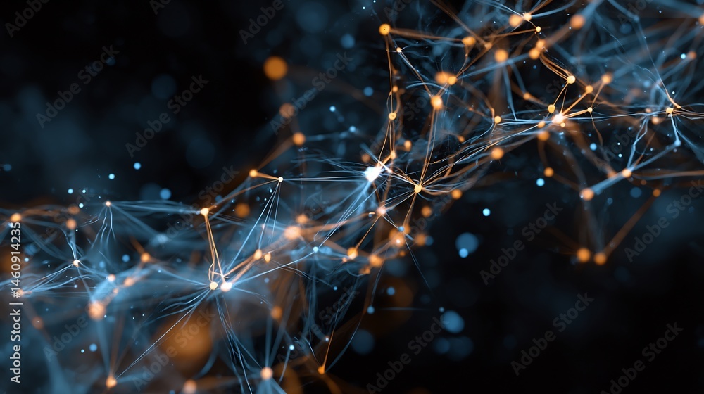Poster abstract interconnected network of digital data nodes and energetic flows