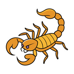 Cartoon illustration of a golden scorpion isolated with transparent background