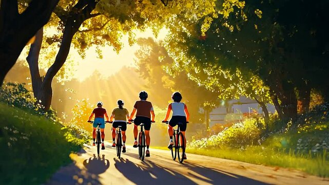 Sun-Kissed Cycling Adventure: Group Exploring Nature's Beauty on Two Wheels