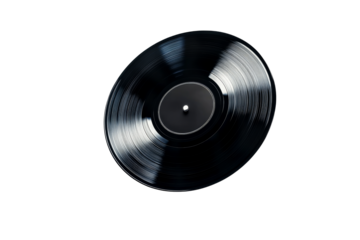 Classic vinyl record floating, studio shot, isolated, cut out transparent