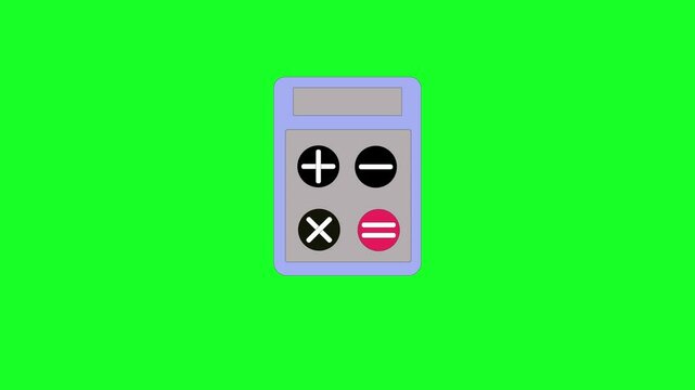 Icons represent calculation, finance, education, basic mathematics.Blue Calculator Icon with Animation