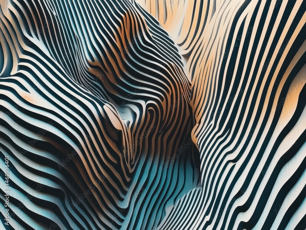 Poster abstract wavy lines pattern close up view artistic illustration modern design optical illusion textu