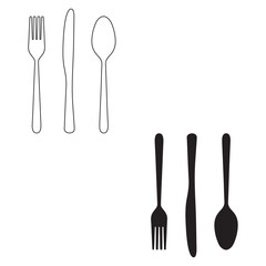 Cutlery silhouette, Cutlery vector, Cutlery illustration, silhouette, set icon, silhouette, Cutlery