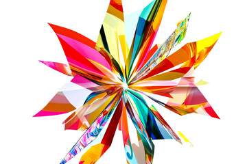 Explosion of vibrant colorful geometric shapes, cut out transparent
