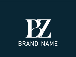 BZ white letter with media icon. BZ letter logo design . Initial letter BZ monogram logo. BZ logo.