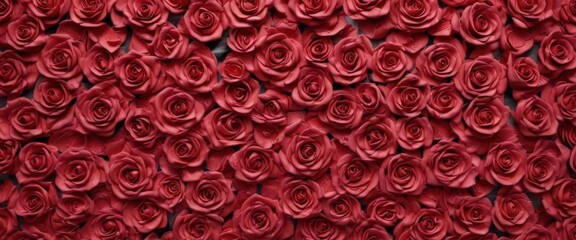 Intensely hued paper rose wall, varying sizes,  colorful,  decoration