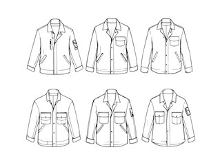Safari jacket line art drawing for fashion design collection