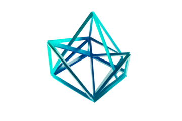 Geometric Box Frame Structure in Blue Hues, cut out transparent