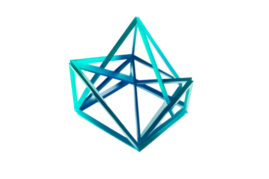 Geometric Box Frame Structure in Blue Hues, cut out transparent