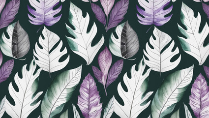watercolor leaves in pastel color wallpaper seamless pattern 