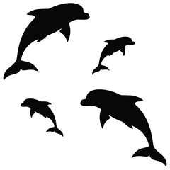 Dolphin silhouette, Dolphin vector, Dolphin illustration, silhouette, set icon, silhouette, Dolphin