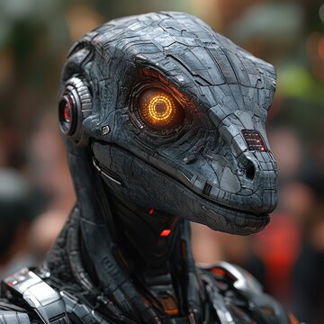 Futuristic reptile robot head