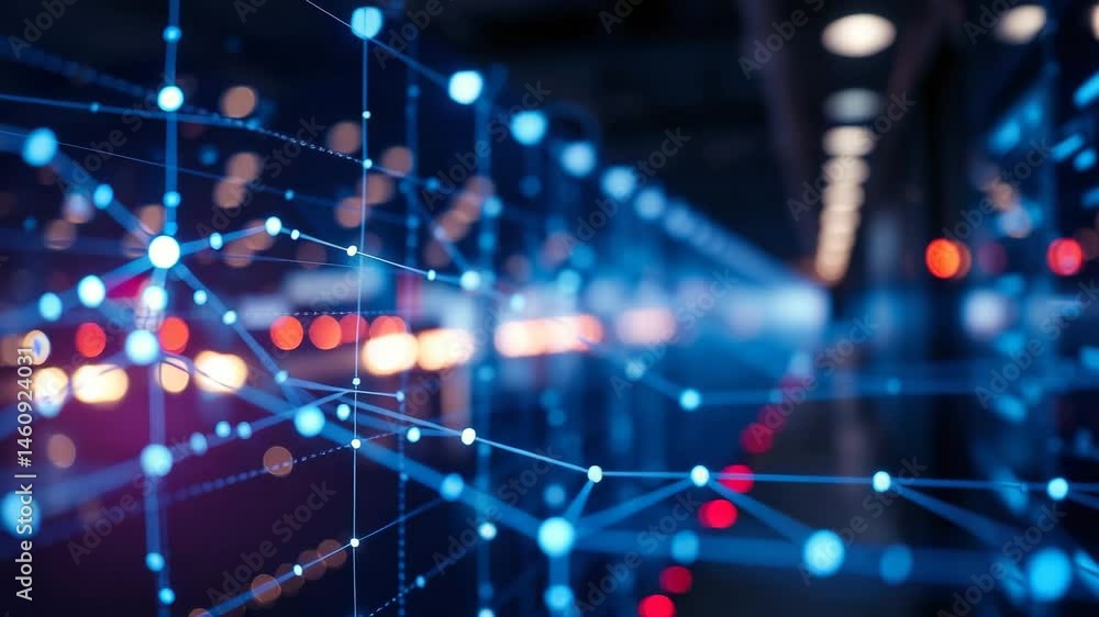 Poster digital data network connections in high speed internet technology 4k