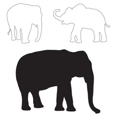 Elephant silhouette, Elephant vector, Elephant illustration, silhouette, set icon, silhouette, Elephant