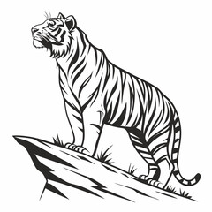 Obraz premium Fierce Tiger Vector Illustration – Wild Jungle Animal Clip art in Bold Artistic Style.