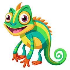 Fototapeta premium Vibrant colored, detailed cartoon funny Chameleon, 3d render 