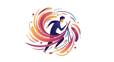 Obraz premium Dynamic Artist: A Whirlwind of Color and Creativity