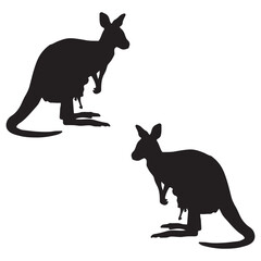 Kangaroo silhouette, Kangaroo illustration, silhouette, Kangaroo vector, set icon, silhouette, Kangaroo