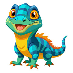 Naklejka premium Vibrant colored, detailed cartoon funny Monitor Lizard, 3d render