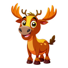 Vibrant colored,  detailed cartoon funny Moose, 3d render 