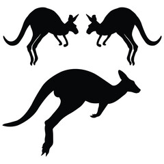 Kangaroo silhouette, Kangaroo illustration, silhouette, Kangaroo vector, set icon, silhouette, Kangaroo
